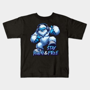 Stay young and free - Yeti hip-hop design Kids T-Shirt